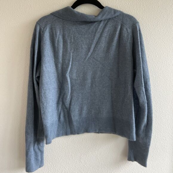 Vince Wool Silk Cashmere Polo Sweater Sz XL Collared Pullover Blue Quiet Luxury - Picture 3 of 8